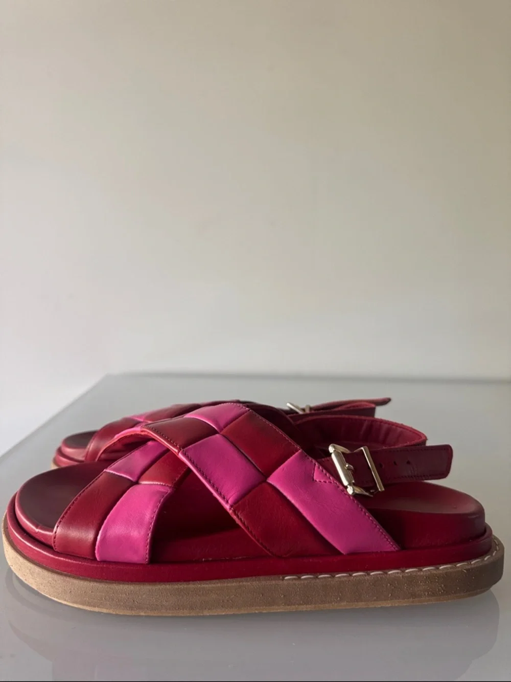 ALOHAS Marshmallow Scacchi Sandal Lipstick Red Magenta Size EU 39 - Picture 5 of 12
